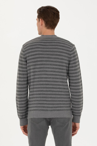 Men's Grey Melange Knit Cardigan - 5