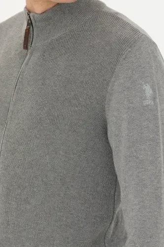 Men's Grey Melange Knitted Cardigan 50277375-vr086-Grey Melange - 7