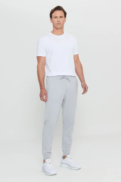 Men's Grey Melange Standard Fit Regular Cut 2-Thread Pocket Comfortable Recycle Cotton Jogger Sweatpants - AC&CO / ALTINYILDIZ CLASSICS (1)