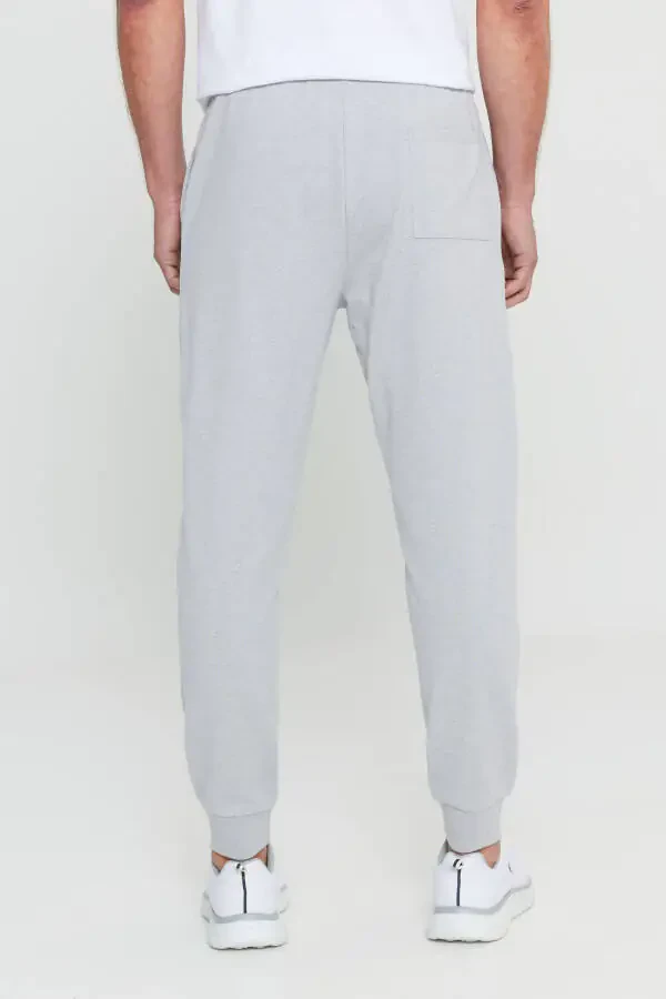 Men's Grey Melange Standard Fit Regular Cut 2-Thread Pocket Comfortable Recycle Cotton Jogger Sweatpants - 5