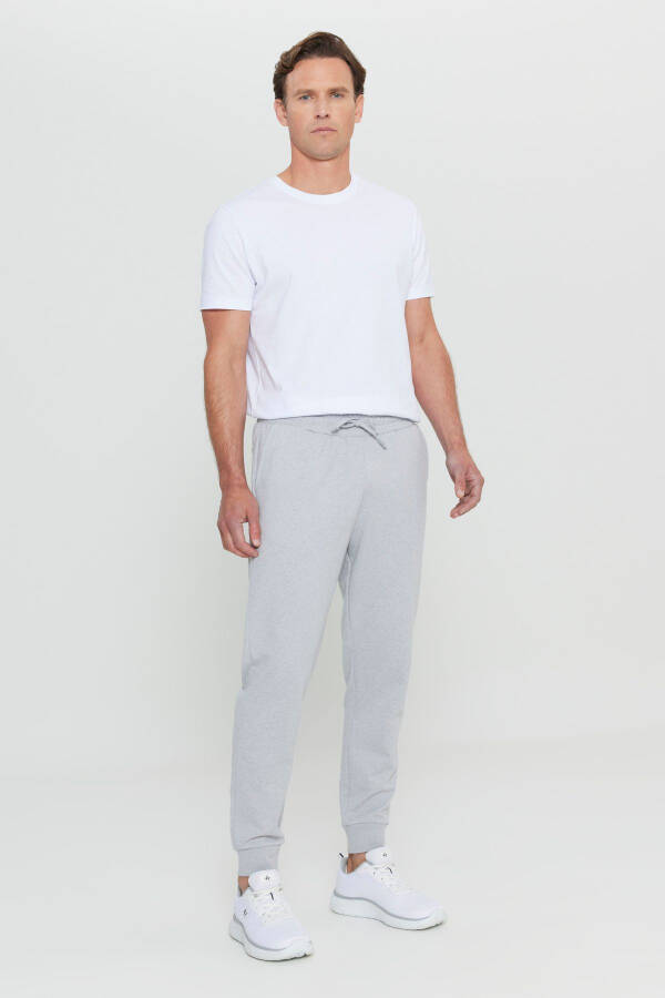 Men's Grey Melange Standard Fit Regular Cut 2-Thread Pocket Comfortable Recycle Cotton Jogger Sweatpants - 2
