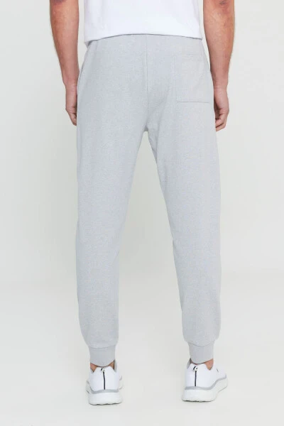 Men's Grey Melange Standard Fit Regular Cut 2-Thread Pocket Comfortable Recycle Cotton Jogger Sweatpants - 5
