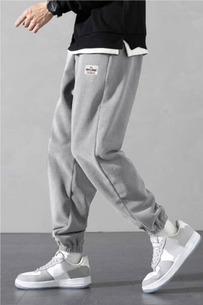 Men's Grey Oversized Fleece Sweatpants - 1