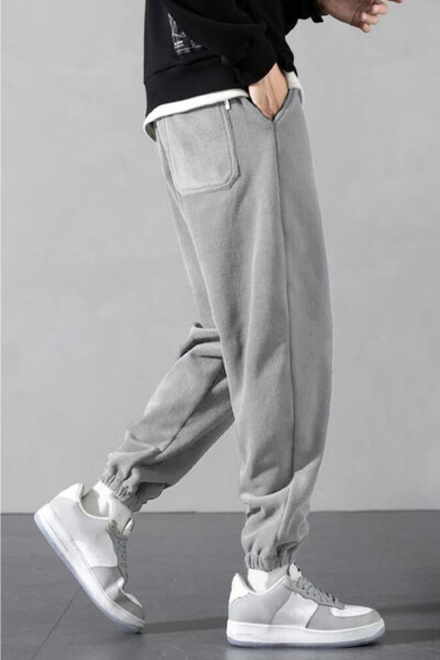 Men's Grey Oversized Fleece Sweatpants - 3