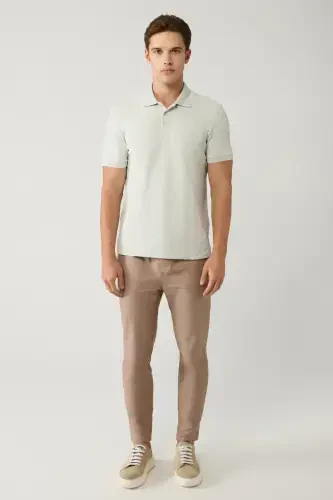 Men's Grey Polo Jacquard T-shirt - 5