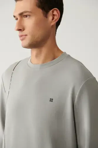 Men's Grey Printed Sweatshirt - AVVA (1)