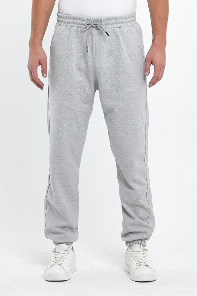 Men's Grey Regular Fit Elastic Waistband Comfortable Sport Cotton Sweatpants - 1