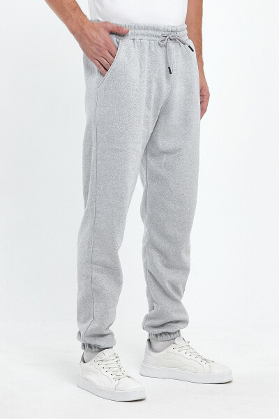 Men's Grey Regular Fit Elastic Waistband Comfortable Sport Cotton Sweatpants - 3