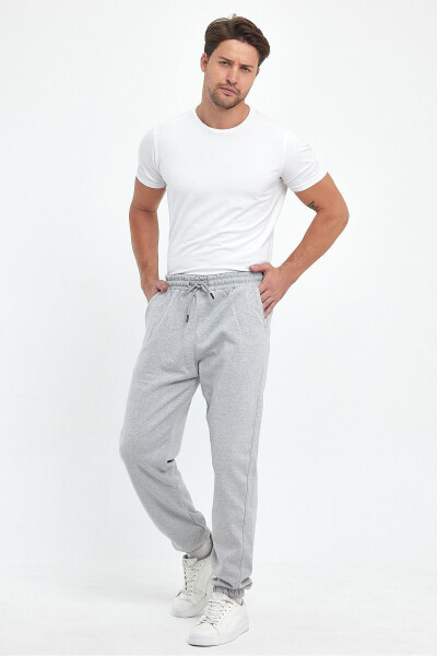 Men's Grey Regular Fit Elastic Waistband Comfortable Sport Cotton Sweatpants - 4