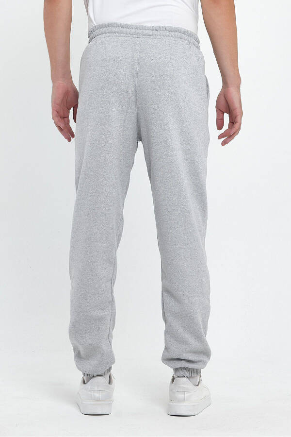 Men's Grey Regular Fit Elastic Waistband Comfortable Sport Cotton Sweatpants - 5