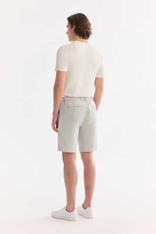 Men's Grey Relaxed Fit Elastic Waist Textured Teos Shorts B003731-Grey - 3