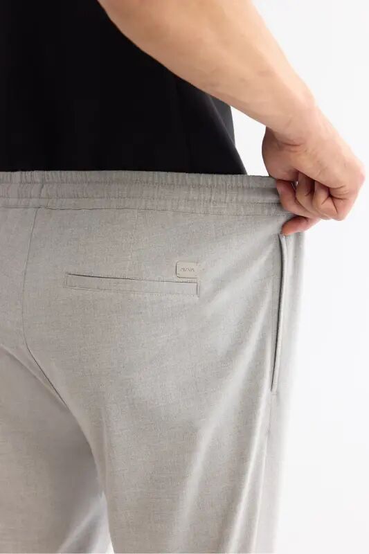 Men's Grey Relaxed Fit Side Pocket Elastic Waist Drawstring Double Hem Jogger Pants E003000-Grey - 2