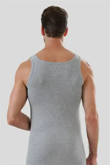 Men's Grey Ribbed Tank Top 3-Pack 100% Cotton - 5