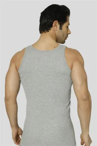 Men's Grey Ribbed Tank Top 3 Pack Lycra - 8