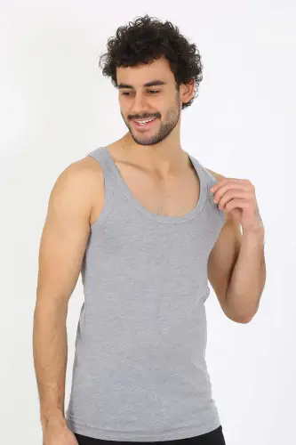 Men's Grey Ribbed Tank Top 6502 - 1