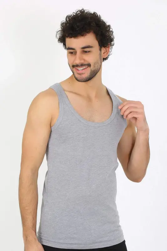 Men's Grey Ribbed Tank Top 6502 - 1