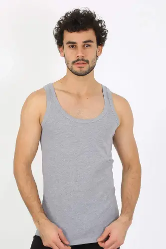 Men's Grey Ribbed Tank Top 6502 - 9