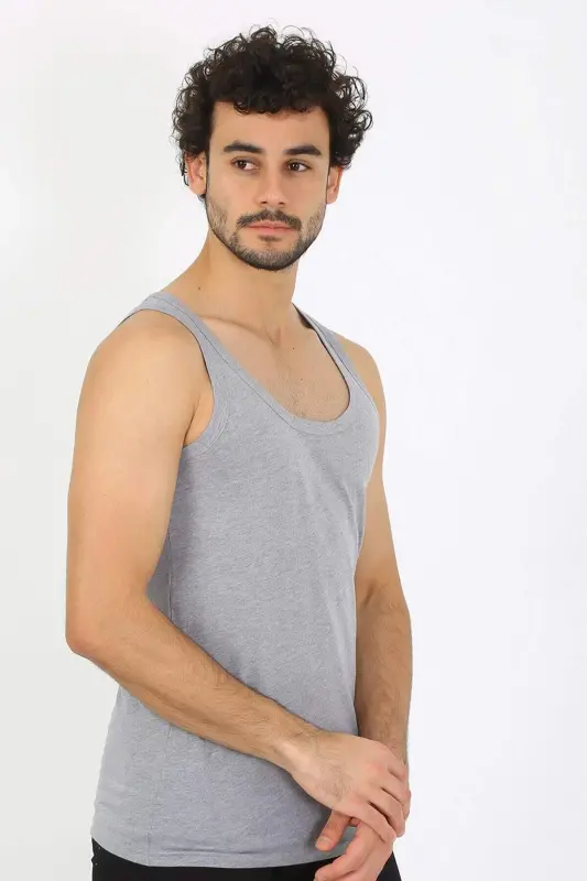 Men's Grey Ribbed Tank Top 6502 - 2