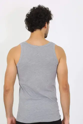 Men's Grey Ribbed Tank Top 6502 - 3