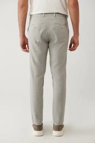 Men's Grey Side Pocket Linen Blend Linen Touch Relaxed Fit Suit Pants A41y3229 - 4