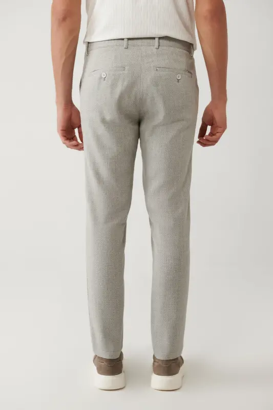 Men's Grey Side Pocket Linen Blend Linen Touch Relaxed Fit Suit Pants A41y3229 - 4