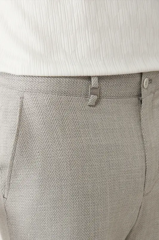 Men's Grey Side Pocket Linen Blend Linen Touch Relaxed Fit Suit Pants A41y3229 - 6