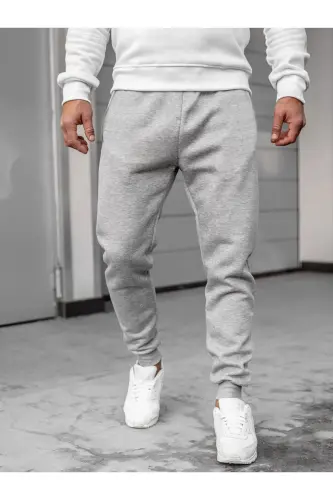 Men's Grey Slim Fit Sweatpants Unprinted Slim Leg Jogger-Grey with Pockets 
