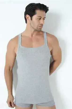 Men's Grey Slim Tank Top 100% Cotton Value Pack of 3 - 7