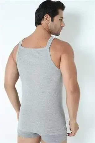 Men's Grey Slim Tank Top 100% Cotton Value Pack of 3 - 8