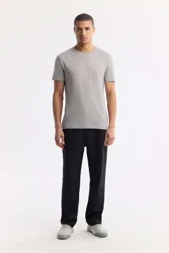 Men's Grey Soft Touch Crew Neck Plain Modal T-shirt B001171-Grey - 5