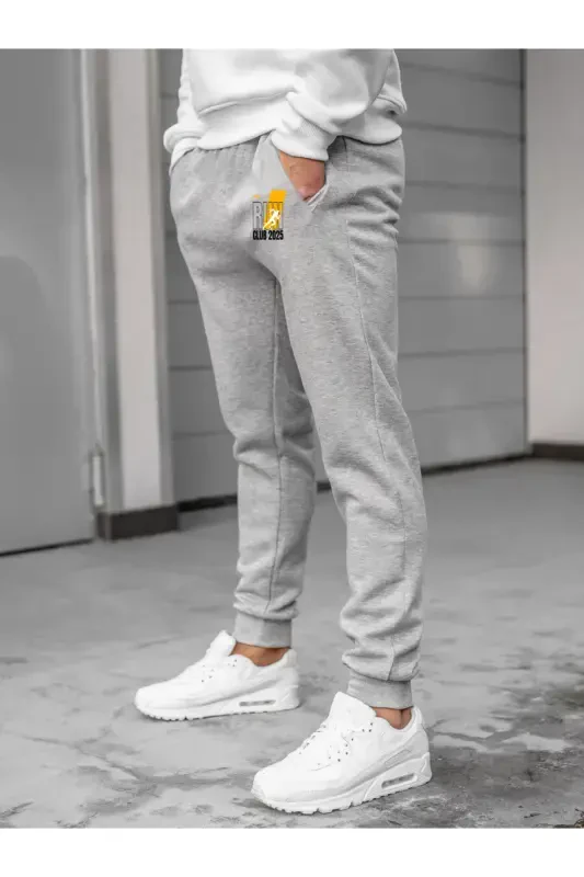 Men's Grey Sweatpants Cotton Slim Fit Tapered Jogger-GREY - 2