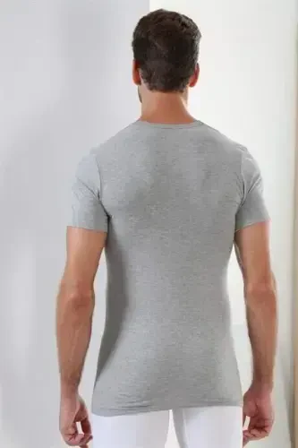Men's Grey T-Shirt Crew Neck Short Sleeve 100% Cotton 3-Pack - 5