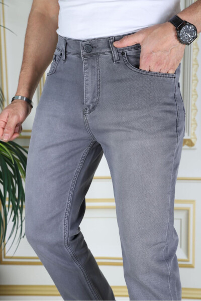 Men's Grey Top Pocket Reinforced Regular Fit Relaxed Fit Flexible Chino Linen/Canvas Cotton Pants - 17