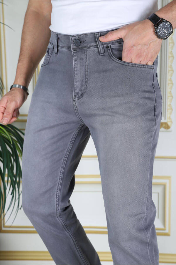 Men's Grey Top Pocket Reinforced Regular Fit Relaxed Fit Flexible Chino Linen/Canvas Cotton Pants - 11