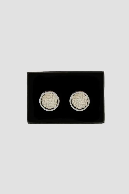 Men's Grey-White Metal Special Gift Box Cufflinks - 1