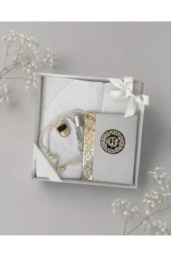 Men's Groom Gift Set, Groom Gift Set, Groom Set, Prayer Rug, Dowry Prayer Rug Set-Cream - 3