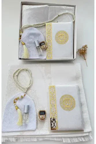 Men's Groom Gift Set, Groom Gift Set, Groom Set, Prayer Rug, Dowry Prayer Rug Set-Cream - 3