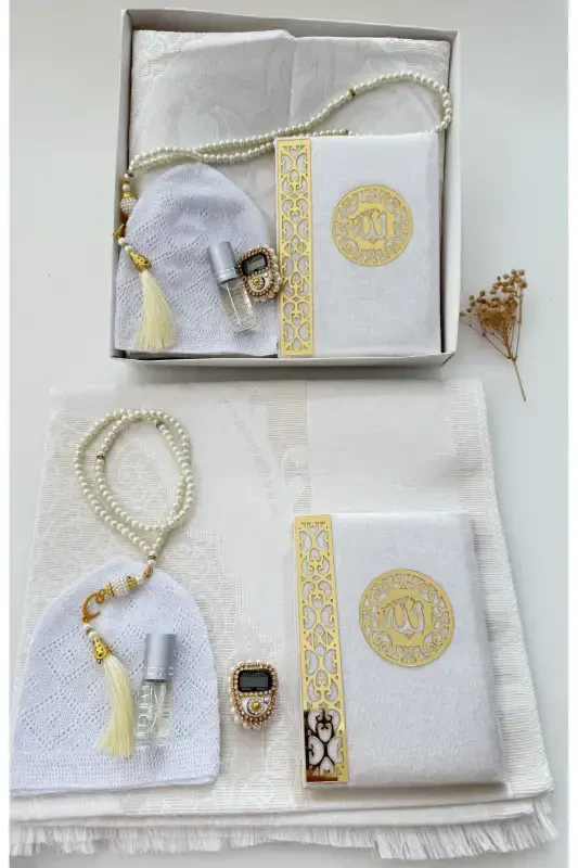 Men's Groom Gift Set, Groom Gift Set, Groom Set, Prayer Rug, Dowry Prayer Rug Set-Cream - 3