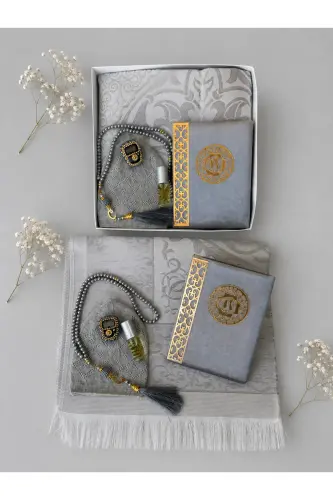Men's Groom Gift Set, Groom Gift Set, Groom Set, Prayer Rug, Dowry Prayer Rug Set-Gray - LIFESTYLING (1)