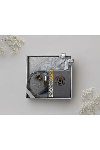 Men's Groom Gift Set, Groom Gift Set, Groom Set, Prayer Rug, Dowry Prayer Rug Set-Gray - 3