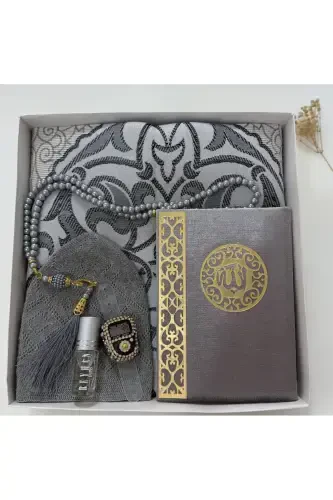 Men's Groom Gift Set, Groom Gift Set, Groom Set, Prayer Rug, Dowry Prayer Rug Set-Gray - 1
