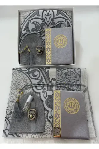 Men's Groom Gift Set, Groom Gift Set, Groom Set, Prayer Rug, Dowry Prayer Rug Set-Gray - LIFESTYLING (1)