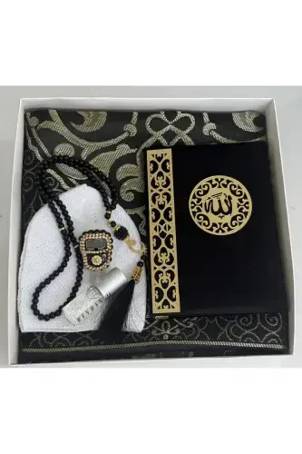 Men's Groom Set, Groom Hamper Set, Groom Set, Prayer Rug, Dowry Prayer Rug Set - Black and white - 1