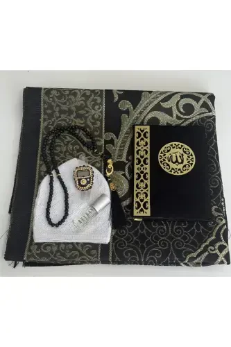 Men's Groom Set, Groom Hamper Set, Groom Set, Prayer Rug, Dowry Prayer Rug Set - Black and white - 2