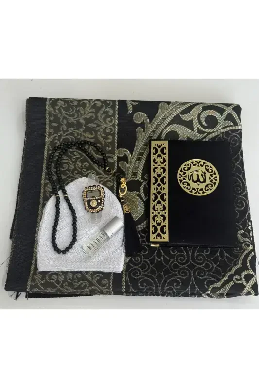 Men's Groom Set, Groom Hamper Set, Groom Set, Prayer Rug, Dowry Prayer Rug Set - Black and white - 2