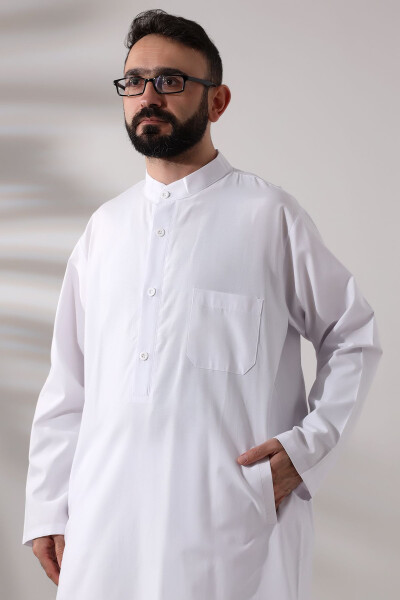 Men's Hajj and Umrah Clothes Two-Piece Bottom Top Afghan Team White - 11