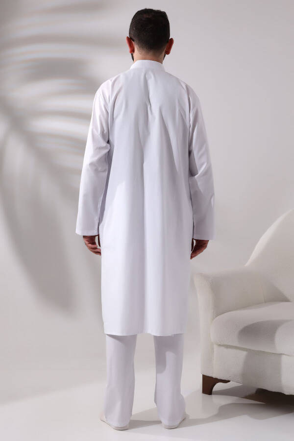 Men's Hajj and Umrah Clothes Two-Piece Bottom Top Afghan Team White - 12