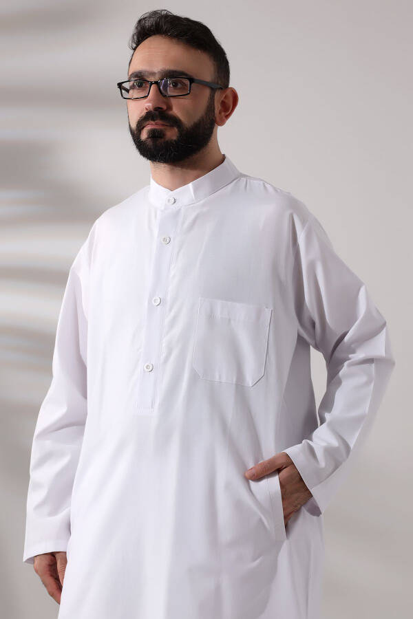 Men's Hajj and Umrah Clothes Two-Piece Bottom Top Afghan Team White - 5