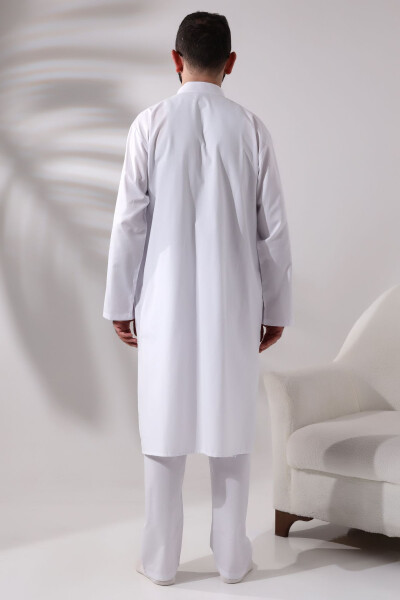 Men's Hajj and Umrah Clothes Two-Piece Bottom Top Afghan Team White - 6