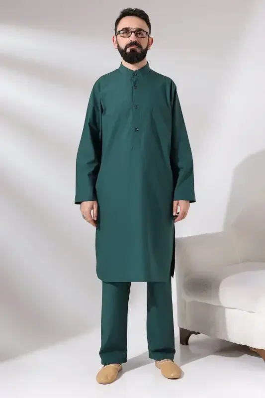 Men's Hajj and Umrah Outfit Double Bottom Top Afghan Team Green - IHVAN ONLINE